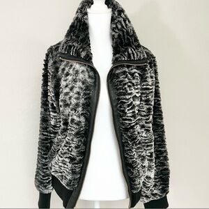 Marc New York Silver Faux Fur Zipper Jacket